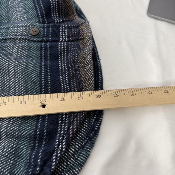 L.L.Bean Shirt Jacket Womens Large Blue Green Stripe Flannel Shacket Oversized - Picture 8 of 8